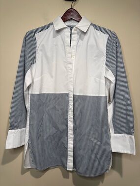 Hinson Wu Shirt Oversized Long Sleeve Classic Stripe Combo Shirt